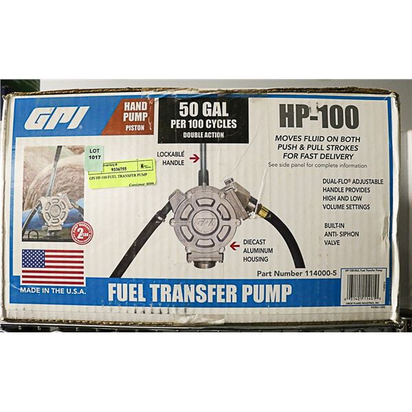 GPI HP-100 FUEL TRANSFER PUMP