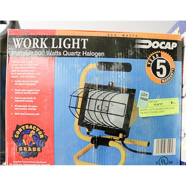 HEAVY -DUTY QUARTZ HALOGEN 500 WATT WORK LIGHT