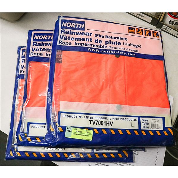 LOT OF 3 FIRE RETARDANT RAIN GEAR