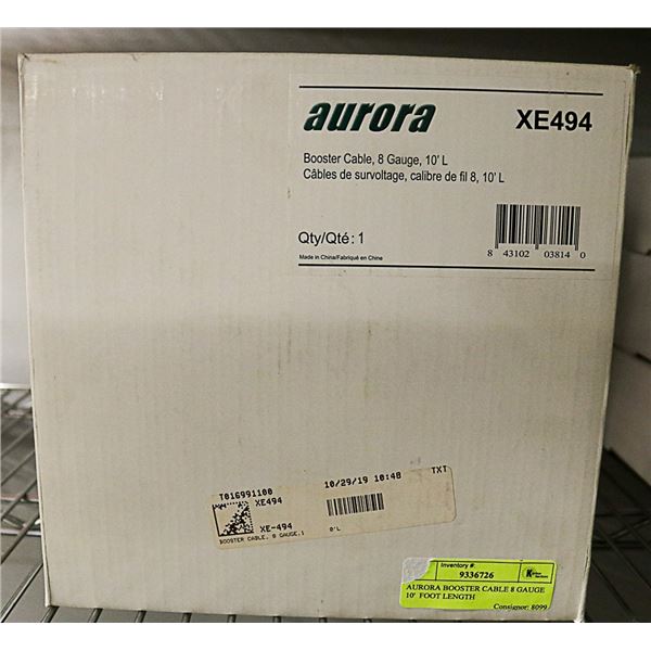 AURORA BOOSTER CABLE 8 GAUGE 10'  FOOT LENGTH