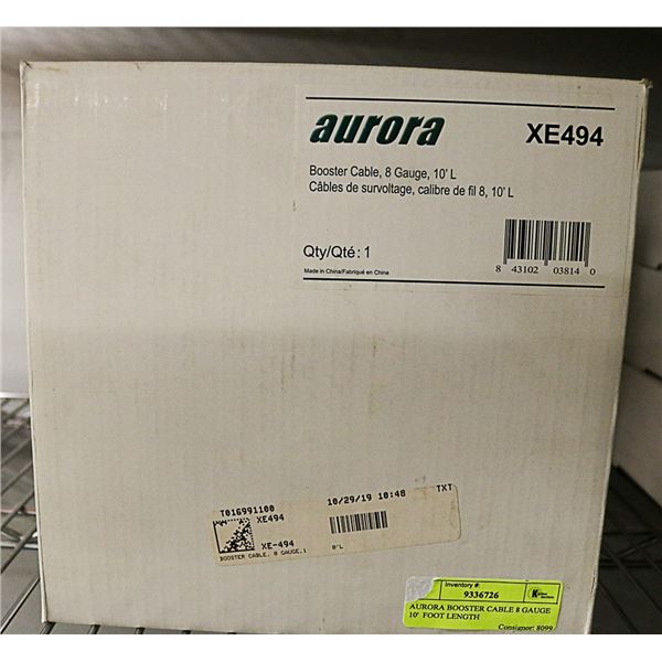 AURORA BOOSTER CABLE 8 GAUGE 10'  FOOT LENGTH