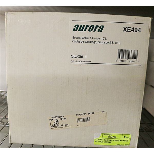 AURORA BOOSTER CABLE 8 GAUGE 10'  FOOT LENGTH