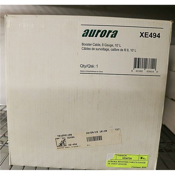 AURORA BOOSTER CABLE 8 GAUGE 10'  FOOT LENGTH