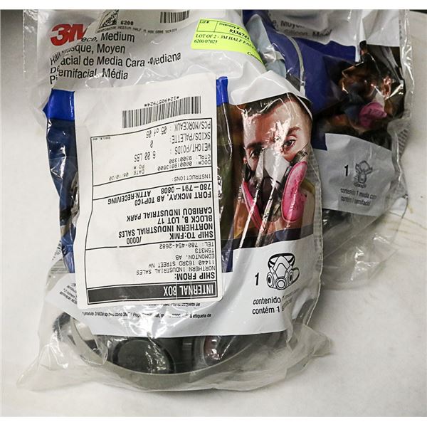 LOT OF 2 - 3M HALF FACEPIECE  6200/07025