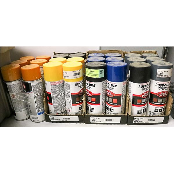 LOT OF RUSTOLEUM VARIOUS COLOR SPRAY PAINT CANS