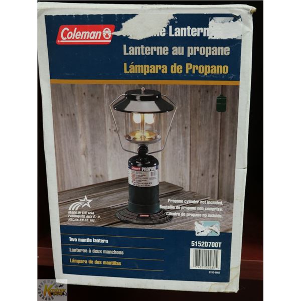COLEMAN PROPANE CAMPING LANTERN (UNUSED)