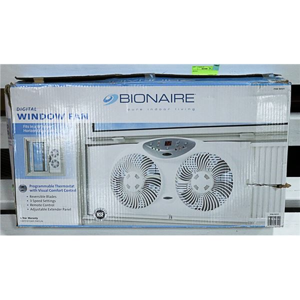 BIONAIRE DIGITAL WINDOW FAN W/ REMOTE (UNUSED)