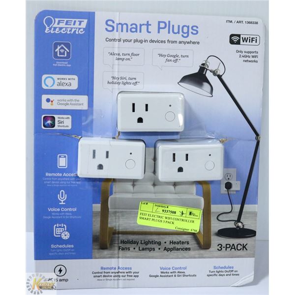 FEIT ELECTRIC WIFI CONTROLLER SMART PLUGS 3 PACK