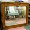 Image 1 : ANTIQUE 1/4 CUT OAK BEVELED MIRROR WITH FANCY TOP