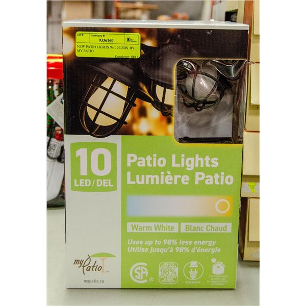 NEW PATIO LIGHTS W/ 10 LEDS  BY : MY PATIO