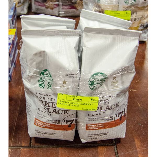 4 BAGS OF GROUND STARBUCKS PIKE PLACE COFFEE