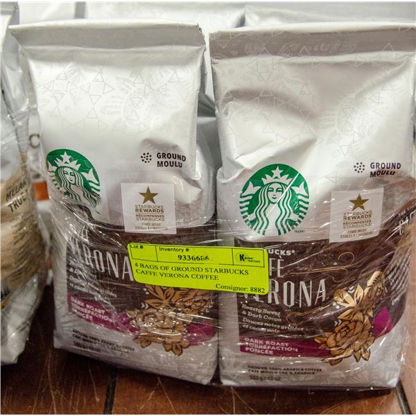 4 BAGS OF GROUND STARBUCKS CAFFE VERONA COFFEE