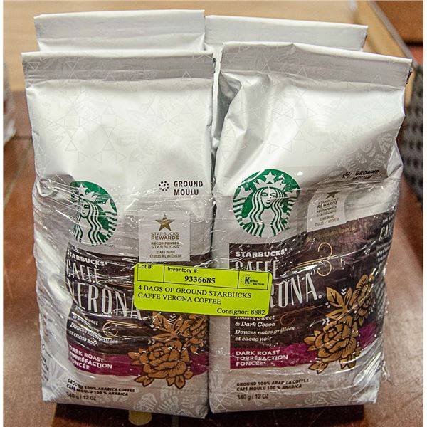 4 BAGS OF GROUND STARBUCKS CAFFE VERONA COFFEE