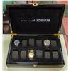 Image 1 : BLACK WATCH BOX - HOLDS UP TO 12 WATCHES, CONTENTS