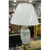 Image 1 : MILK GLASS WITH BRASS BASE TABLE LAMP
