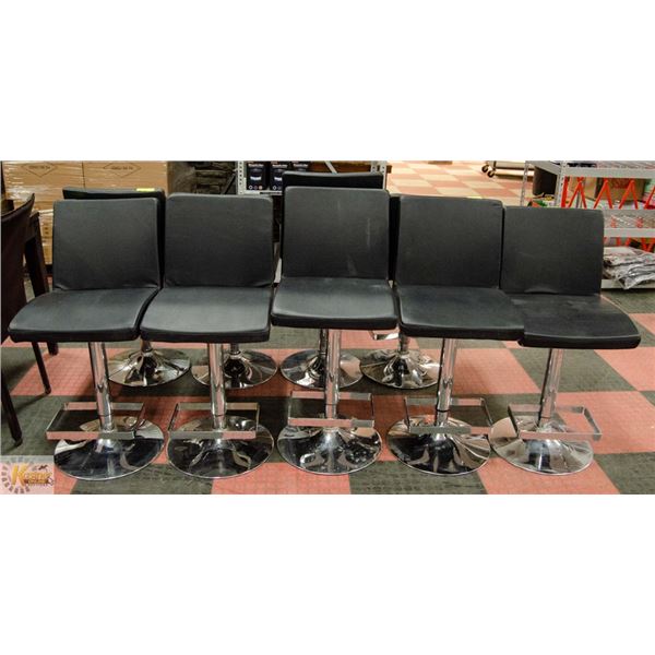 SET OF 5 BAR STYLE STOOLS WITH HYDRAULIC LIFT