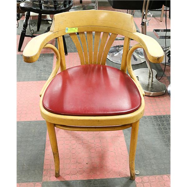 VINTAGE BENTWOOD BISTRO ARMCHAIR WITH UPHOLSTERY