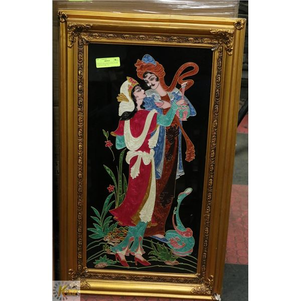 PERSIAN GOLD HEVY GUILD STAIN GLASS PICTURE 3 X 1.