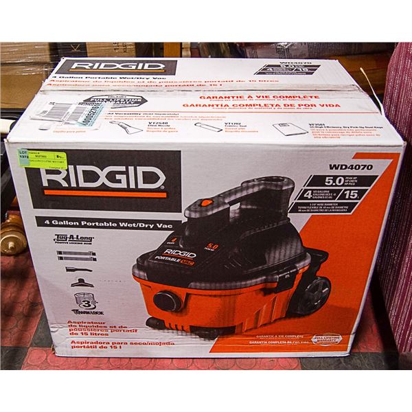 RIGID 4 GALLON/15 LITRE WET/DRY VAC
