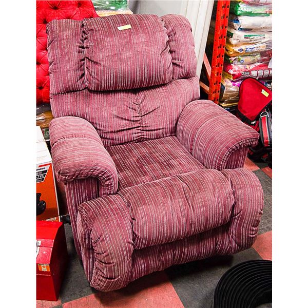 RECLINING SWIVEL ROCKING CHAIR- RED TWEED PATTERN