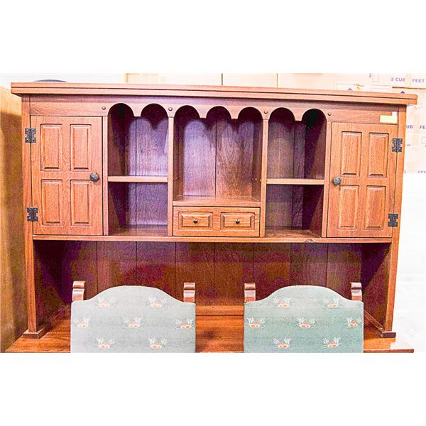 ANTIQUE OAK CHINA CABINET- 69" X 60" X 18"