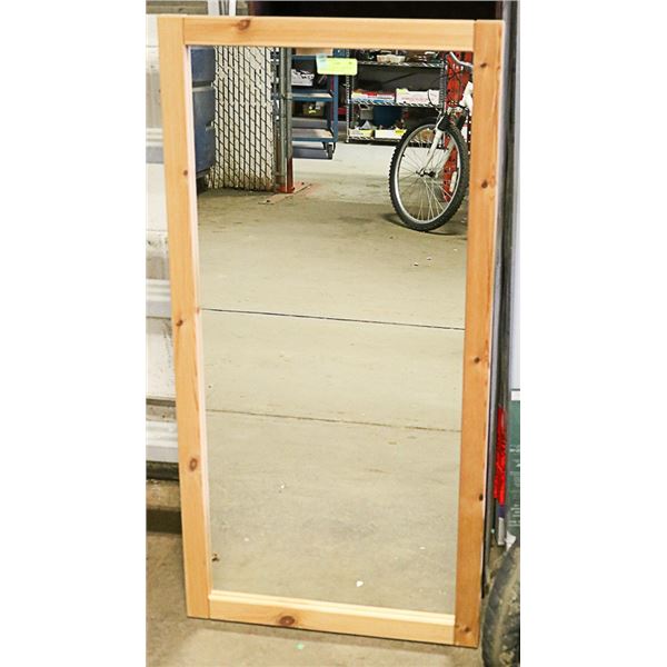 RECTANGULAR HALL MIRROR IN WOODEN FRAME 23" X 46"