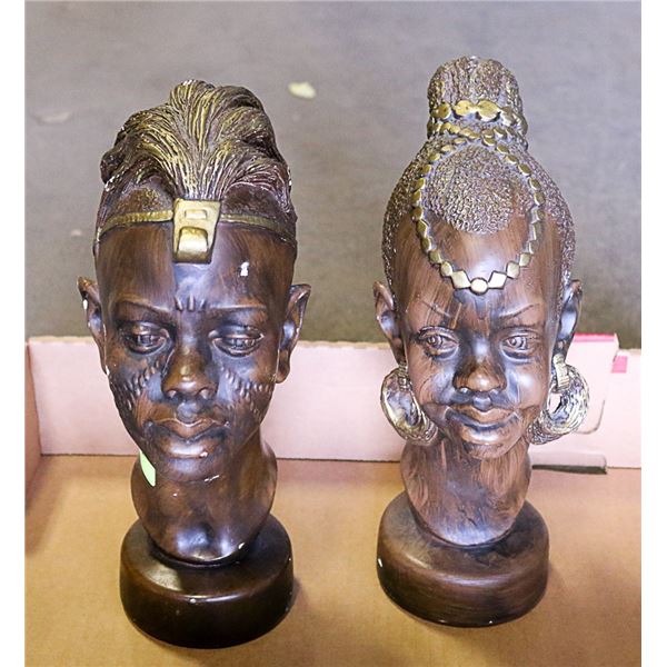 A PAIR OF AFRICAN FIGURINES-AS IS
