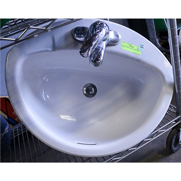 VINTAGE METAL OVAL SINK WITH TAP