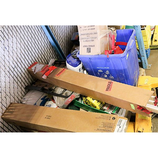 PALLET WITH FLOURESCENT LIGHTS AND SHOP SUPPLIES