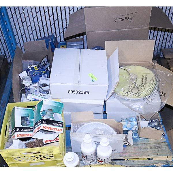 PALLET OF MISC. BULBS AND COMMERCIAL SUPPLIES