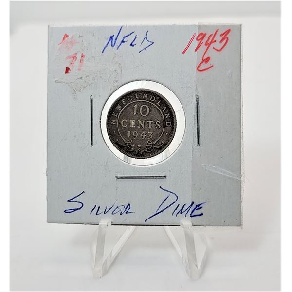 22)  NEWFOUNDLAND 1943 SILVER DIME FROM