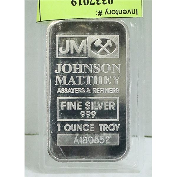 1 TROY OUNCE .999 SILVER BAR