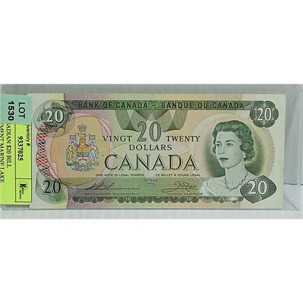 1979 CANADIAN $20 BILL REPLACEMENT MARINE LAKE