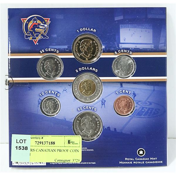 2007 OILERS CANADIAN PROOF COIN SET WITH