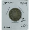 Image 1 : 1904 CANADIAN TWENTY FIVE CENT SILVER COIN.