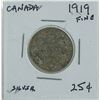 Image 1 : 1919 CANADIAN TWENTY FIVE CENT SILVER COIN.