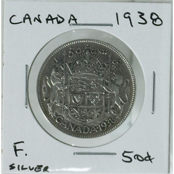 1938 CANADIAN FIFTY CENT SILVER COIN.