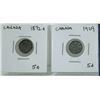 Image 1 : 1872 CANADIAN & 1909 FIVE CENT SILVER COINS.