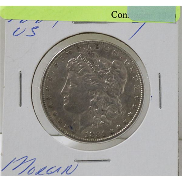 1884 US MORGAN SILVER 1 DOLLAR COIN