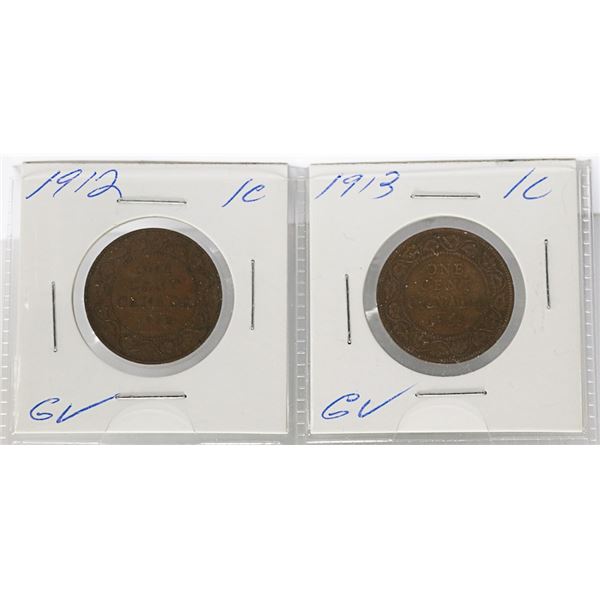 1912, 1913 CANADIAN GV LARGE 1 CENT COIN