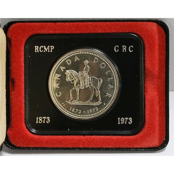 1973 RCMP COMMEMORATIVE CASED SILVER $1 COIN