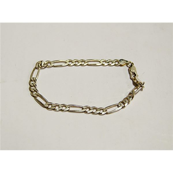 .925 SOILD SILVER ITALIAN FIGARO LINK BRACELET 8"