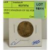 Image 1 : 1919 CANADIAN GV SILVER 25 CENT COIN