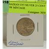 Image 1 : 1939 CANADIAN GVI SILVER 25 CENT COIN-LOW MINTAGE