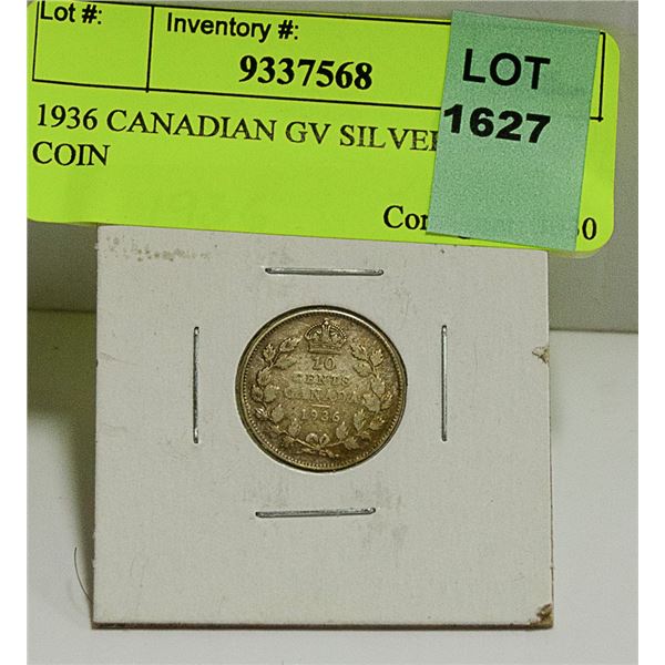 1936 CANADIAN GV SILVER 10 CENT COIN