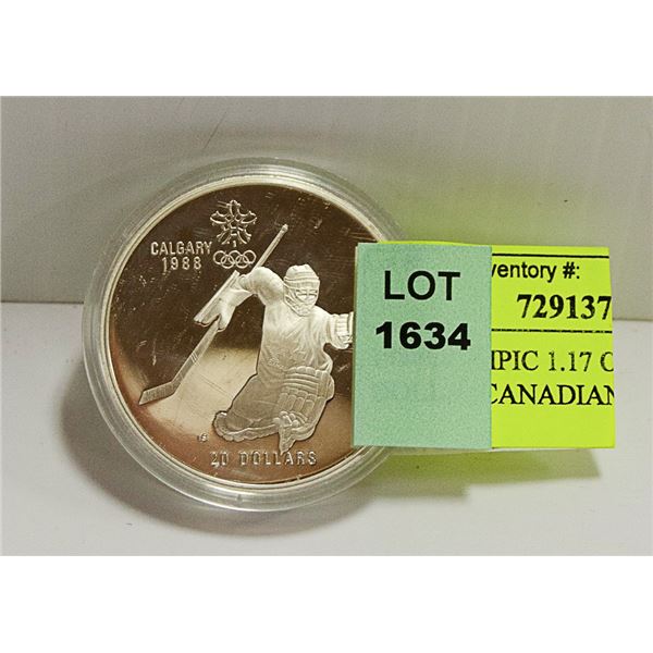 1988 OLYMPIC 1.17 OZ SILVER 20 DOLLAR CANADIAN