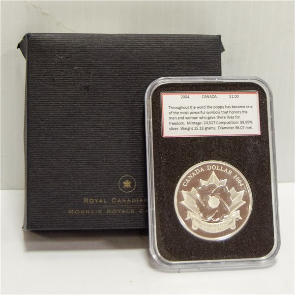 2004 CANADA SILVER DOLLAR SPECIAL EDITION POPPY