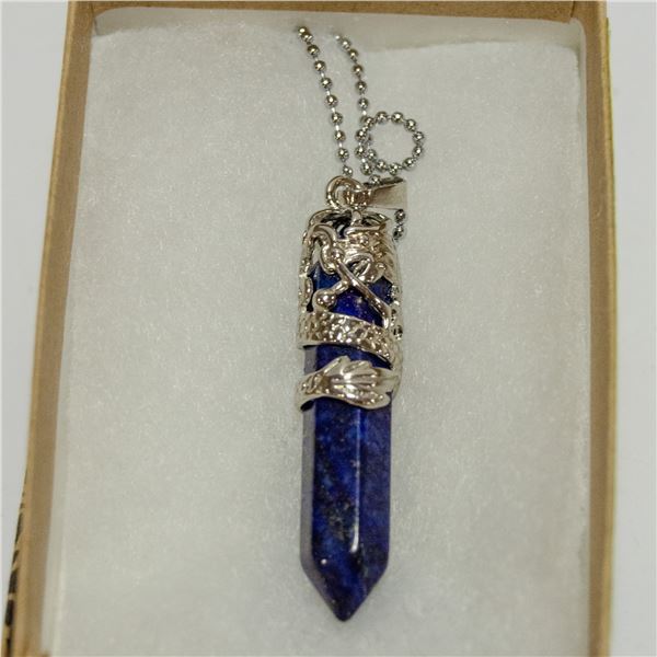 SODALITE STONE WRAPPED IN SHEATH NECKLACE 925