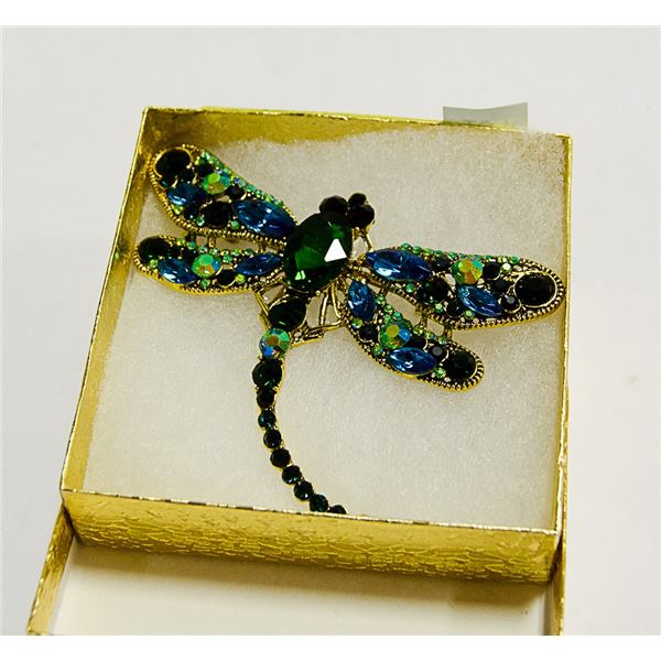 LARGE DRAGONFLY RHINESTONE BROOCH