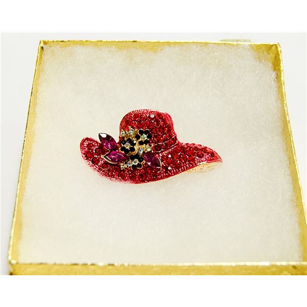 LADIES HAT RHINESTONE BROOCH